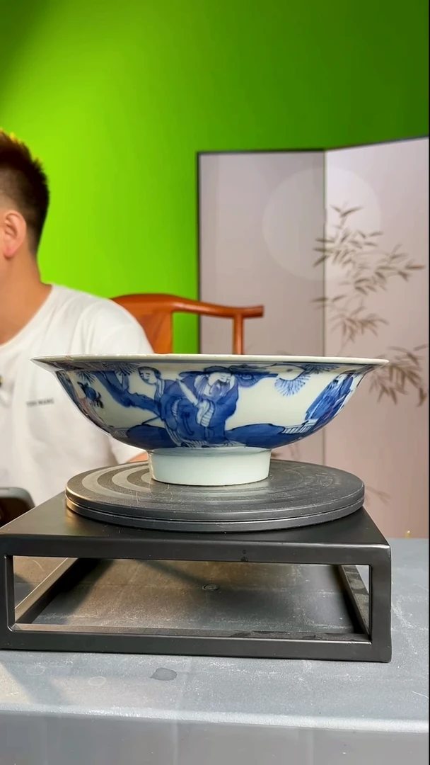 茶器栖*斋青花三星人物大盘
