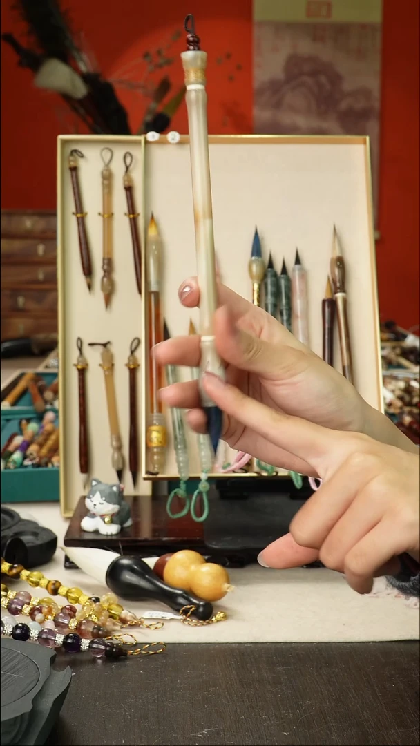 15号孤品高货毛笔链接 清水试笔 蘸墨不退