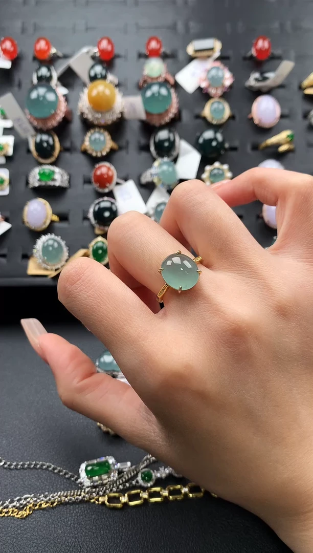 【闪购商品】翡翠戒指银S925镶嵌465476547645