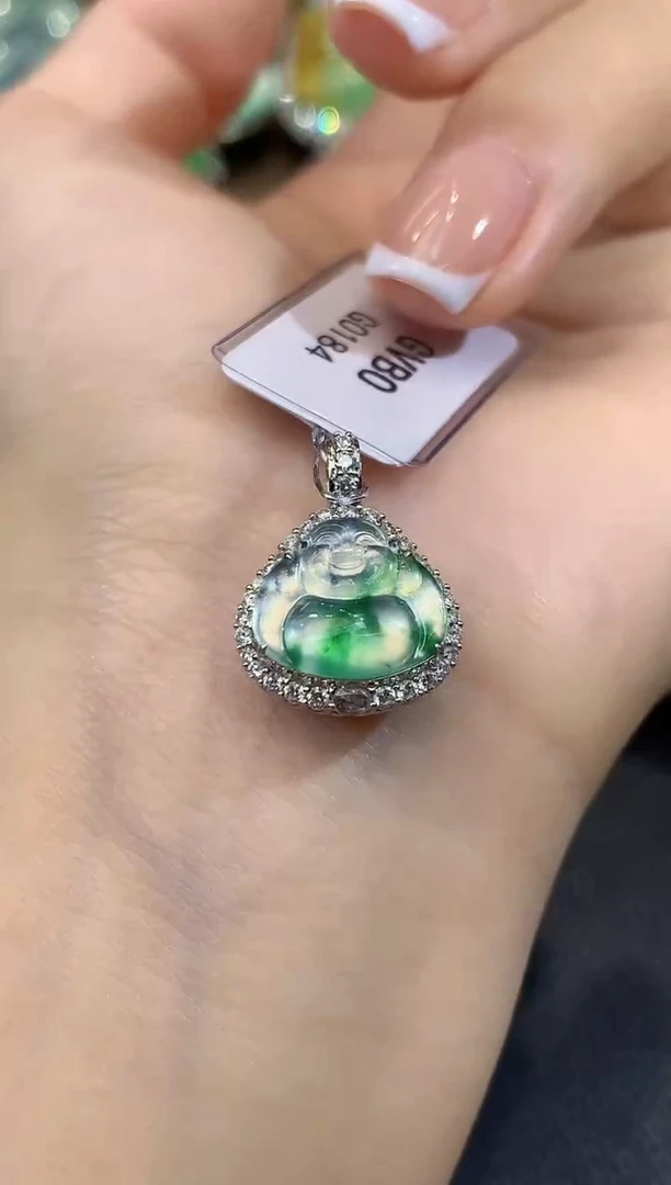 吊坠(不含链)18K金镶嵌翡翠D40