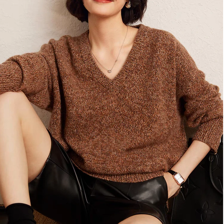 【22385】三股加厚慵懒风羊毛针织打底毛衣冬