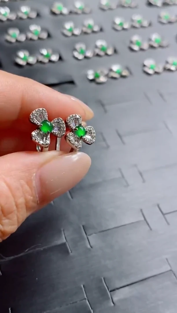 颈饰未镶嵌翡翠（多样性发其一）Y1三叶草耳钉