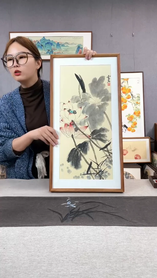 【闪购商品】国画手写手绘带框作品-35*68-赵雪岩