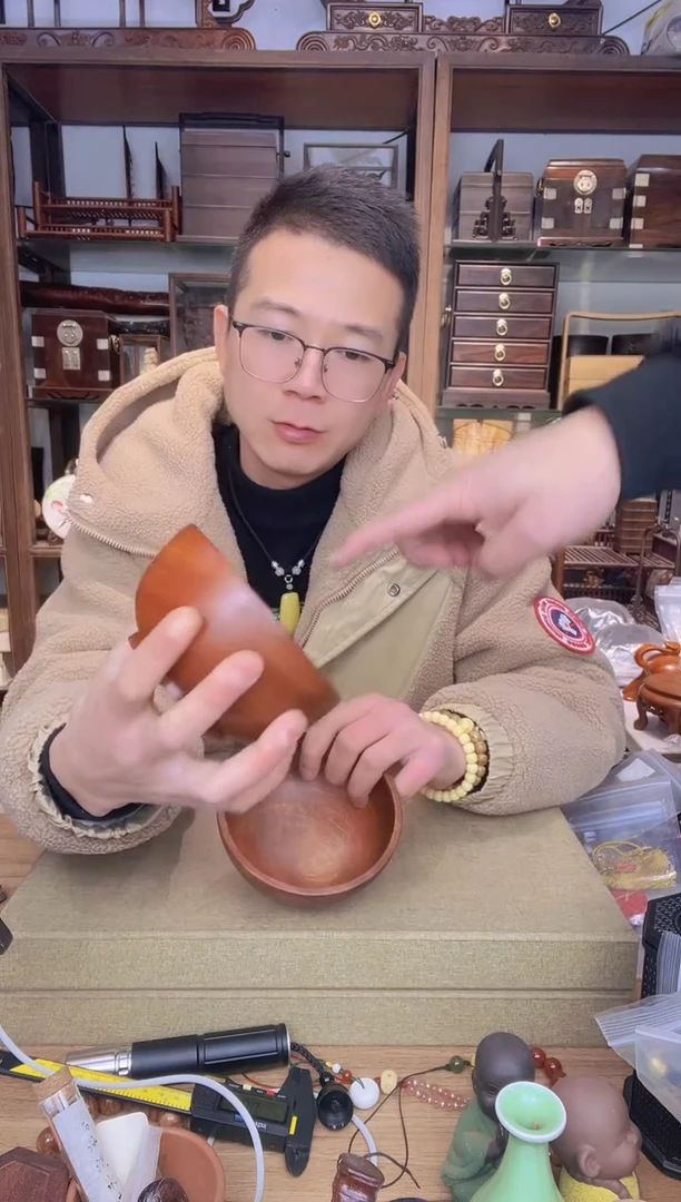 【闪购商品】乌木类书架991缅花整木碗  瑕疵