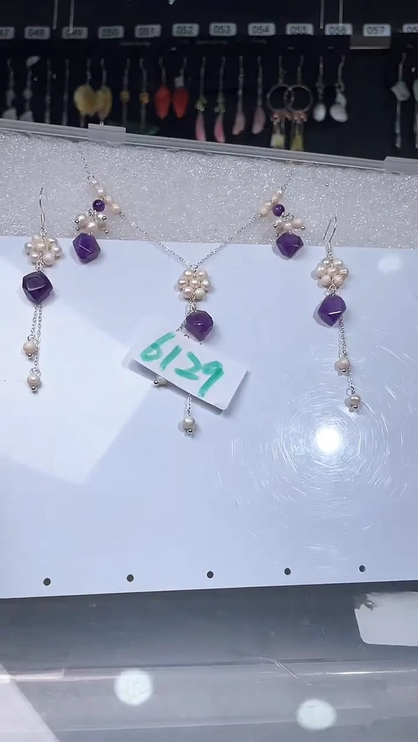 紫晶耳饰银S925镶嵌喜欢拍