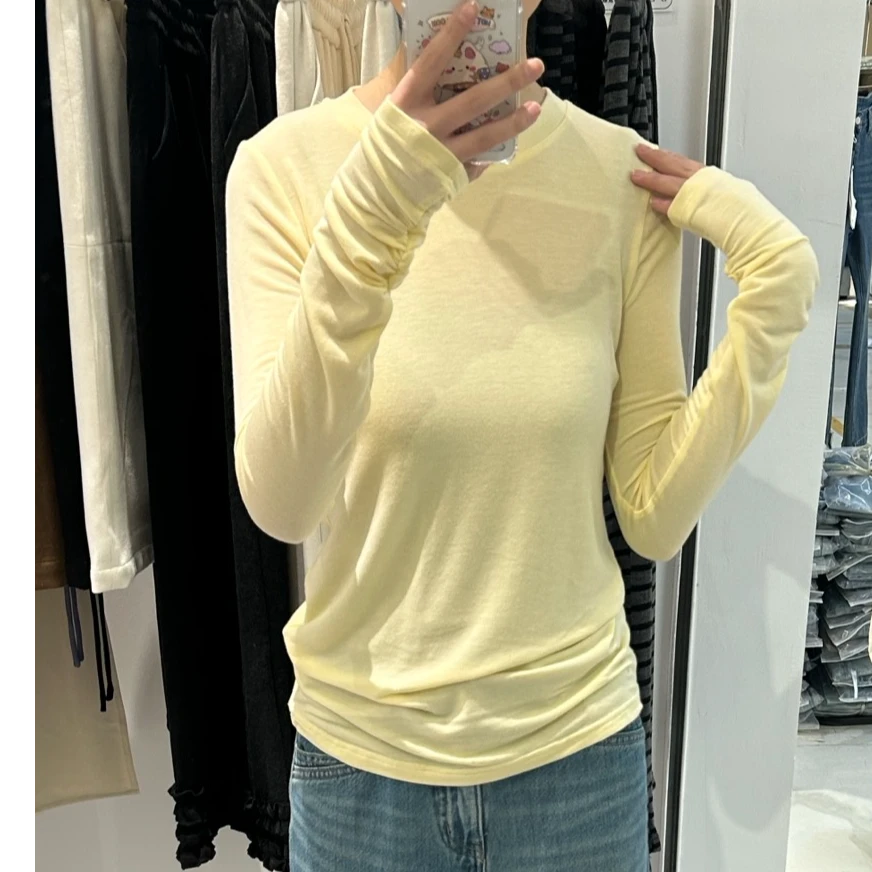 2025春新款长袖针织打底衫圆领百搭T恤 8009