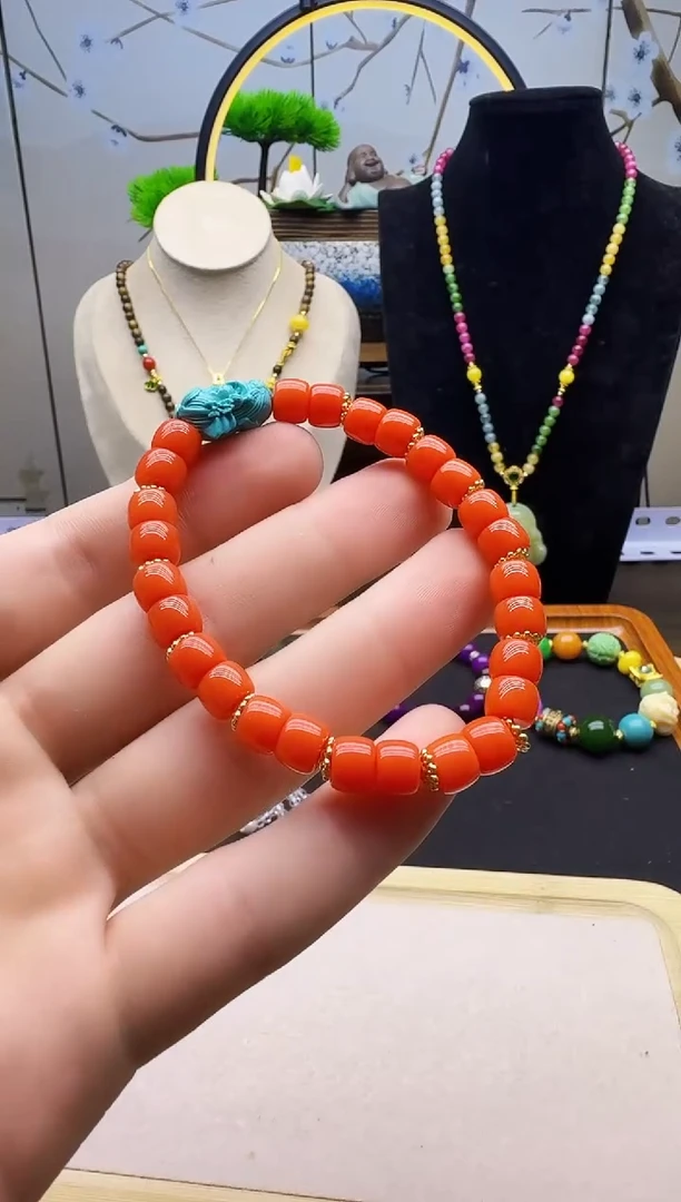 玛瑙/玉髓手链14K金镶嵌S187