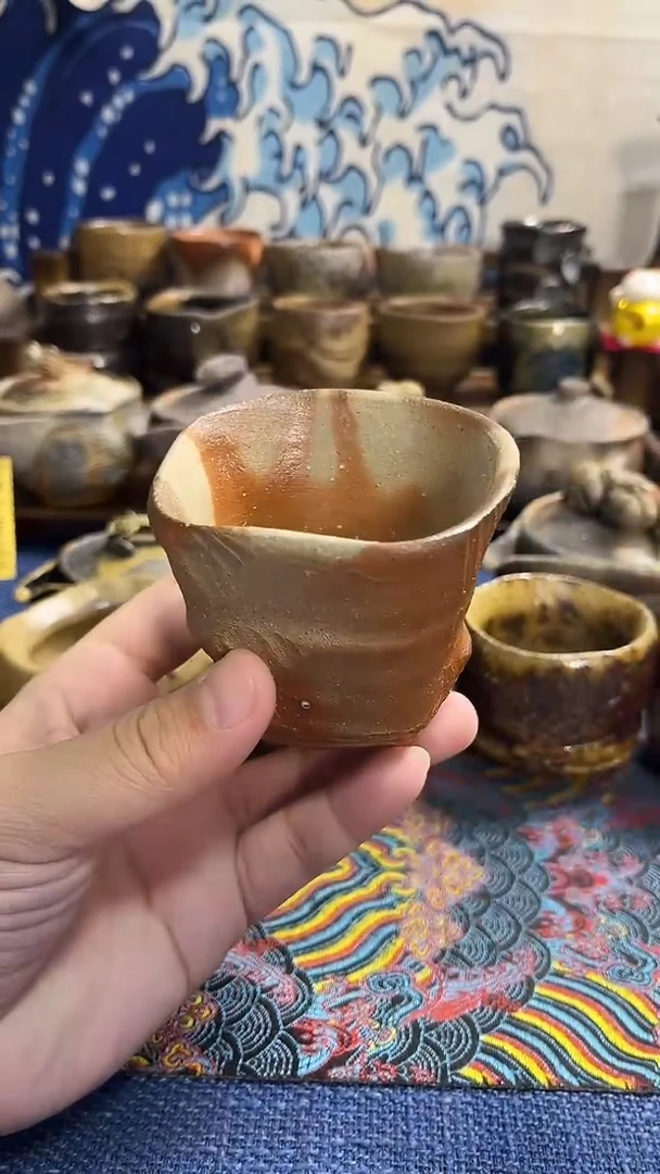 方口杯日式备前烧茶具茶周边