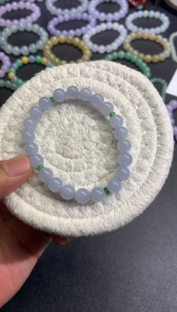 未镶嵌手链翡翠天然缅甸翡翠A货紫罗兰手串卡8mm