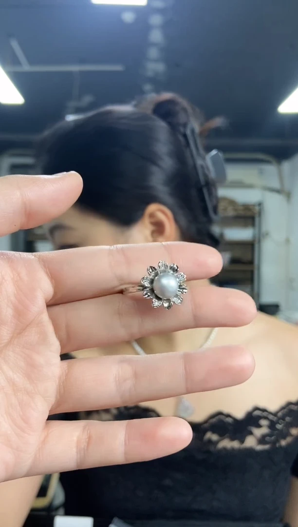 海水珍珠戒指银S925镶嵌闪购链接多样性发其一颜色微差