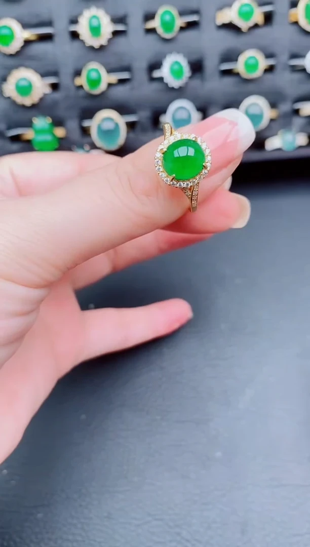 翡翠戒指银S925镶嵌天然a货翡翠29