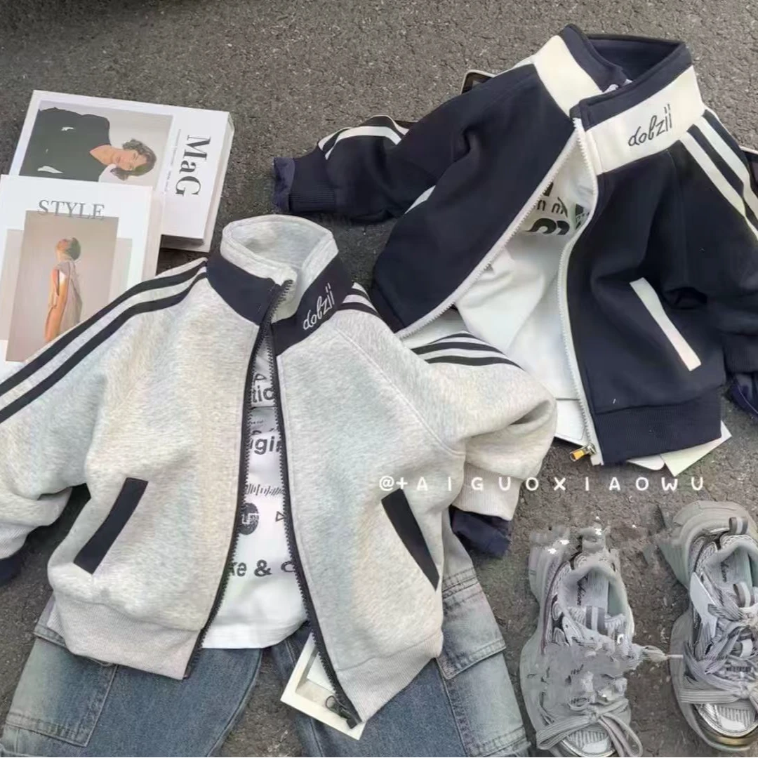 【清版不补】2025新款春装儿童中大童春季男孩帅气棒球夹克服