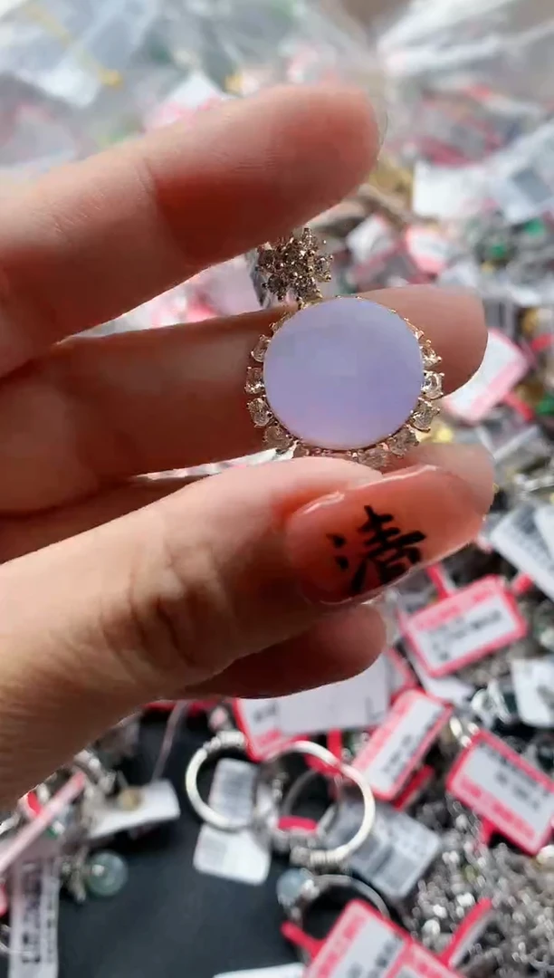 银S925镶嵌戒指翡翠天然A货缅甸翡翠