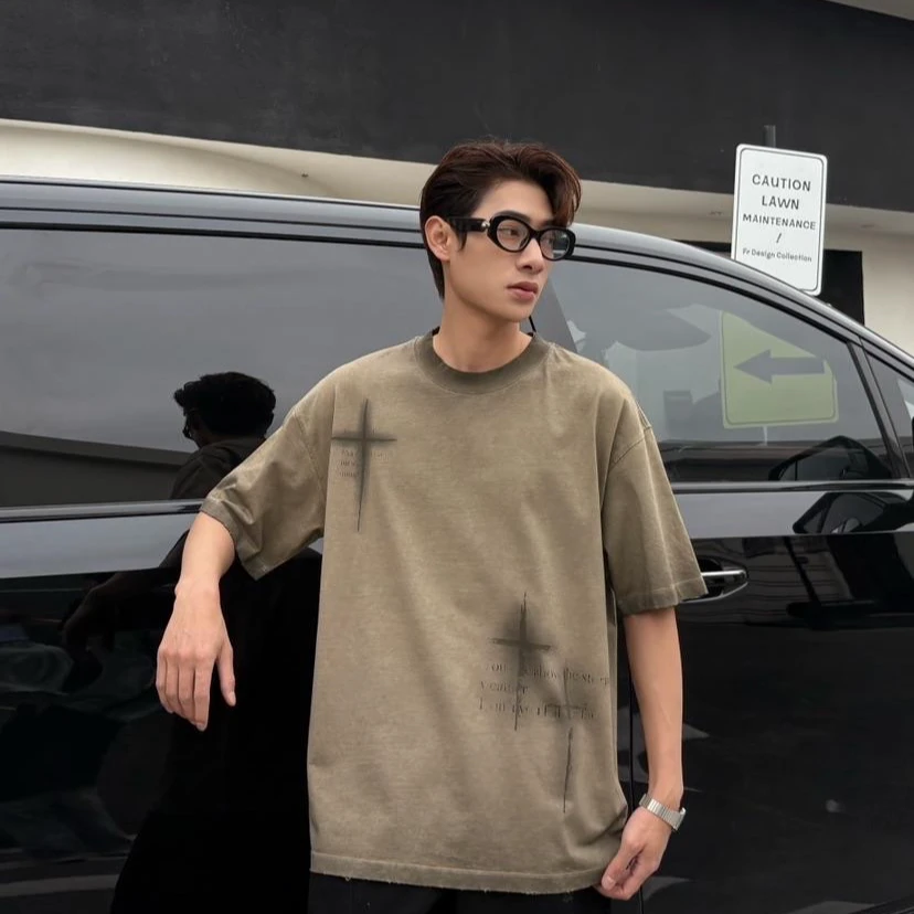 言希男装 高品质夏季新款短袖t恤男时尚潮流休闲潮牌上衣男825021