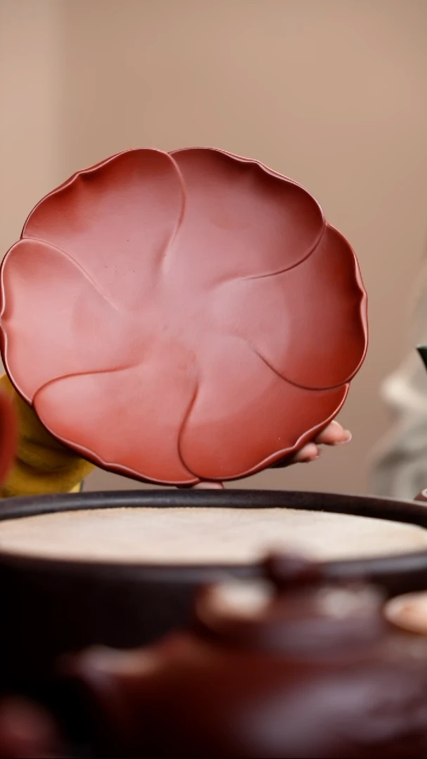 【闪购商品】紫砂茶壶朱泥大莲花壶承