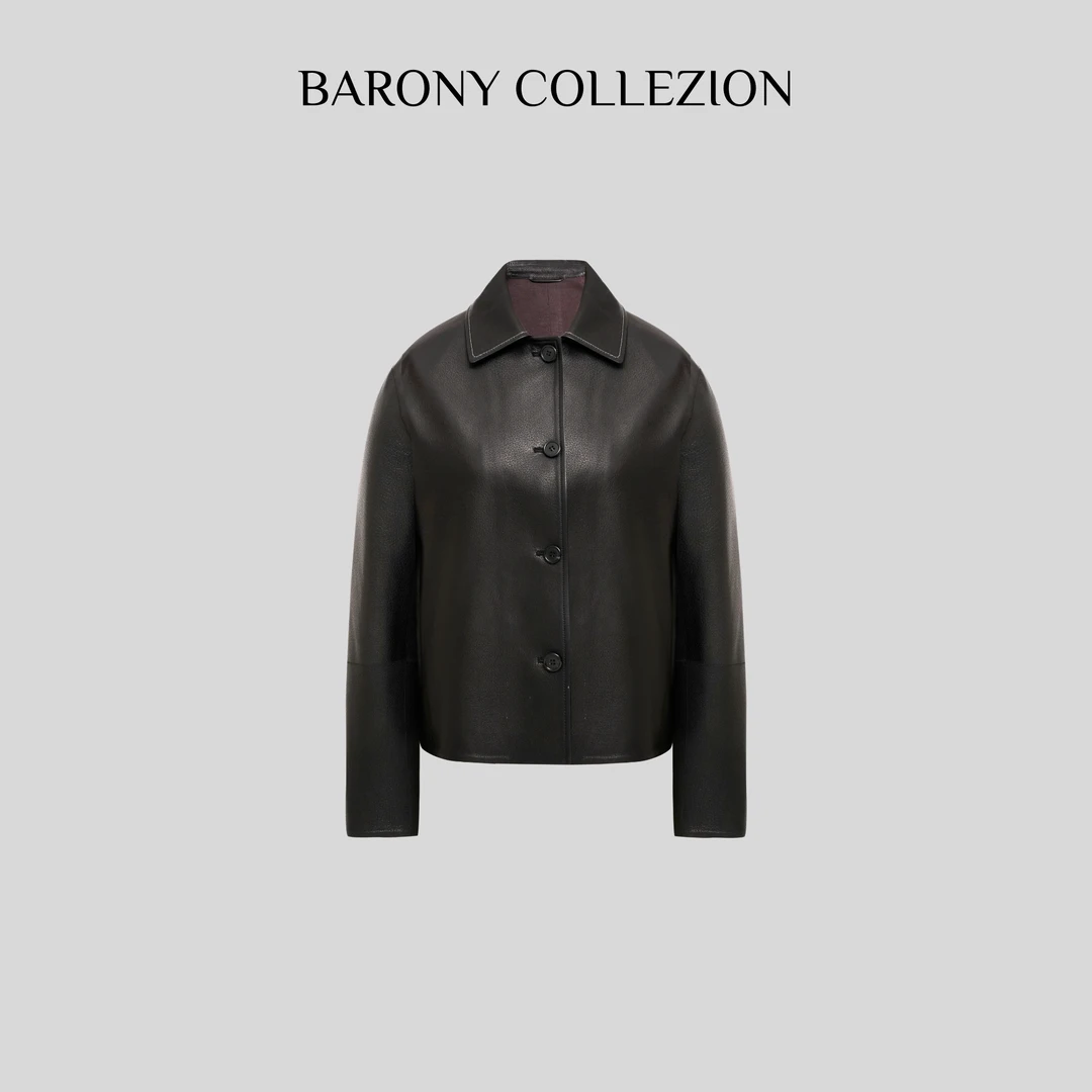佰力郎/98509【暗调】【25/26新款】头层羊皮时尚设计师进口外套女士