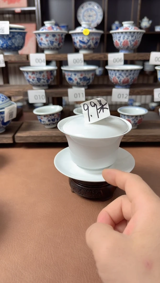 手工白胎三才盖碗随机发货