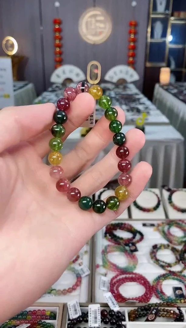 未镶嵌收藏级老矿碧玺单圈手串8mm+碧玺xion多样性发货一条