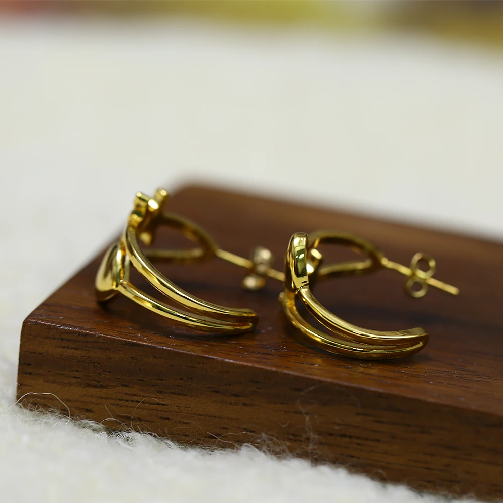 铜合金耳饰 金色C圈休闲气质高级轻奢精致简约百搭 耳环-3154