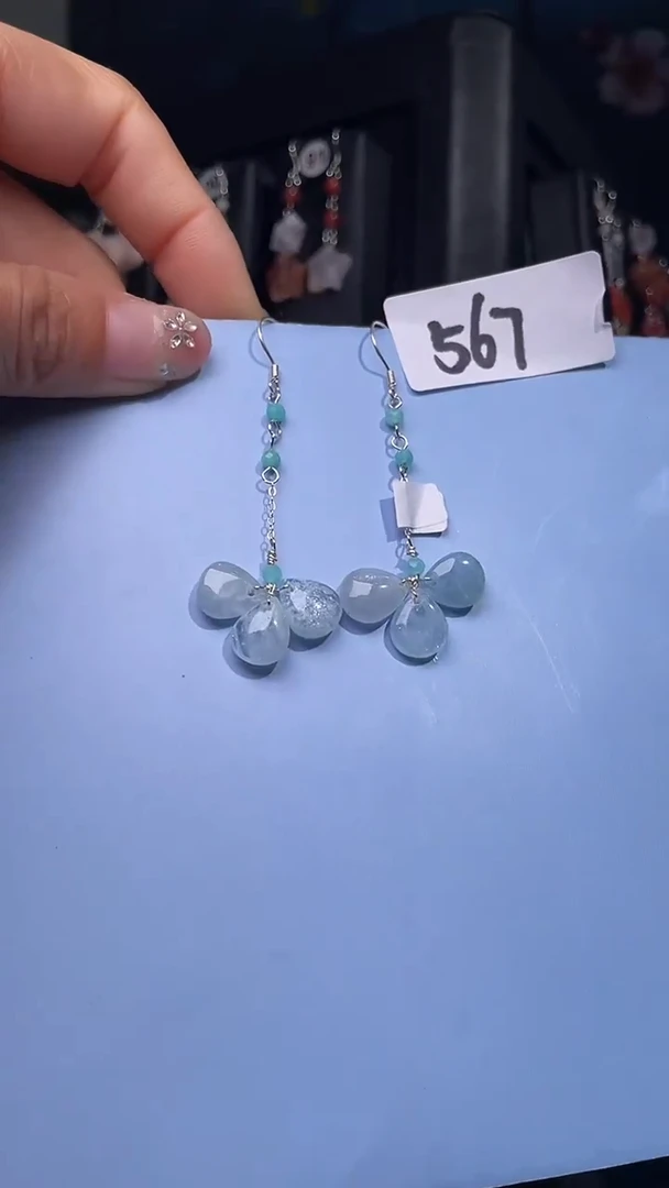 未镶嵌耳饰海蓝宝石喜欢拍