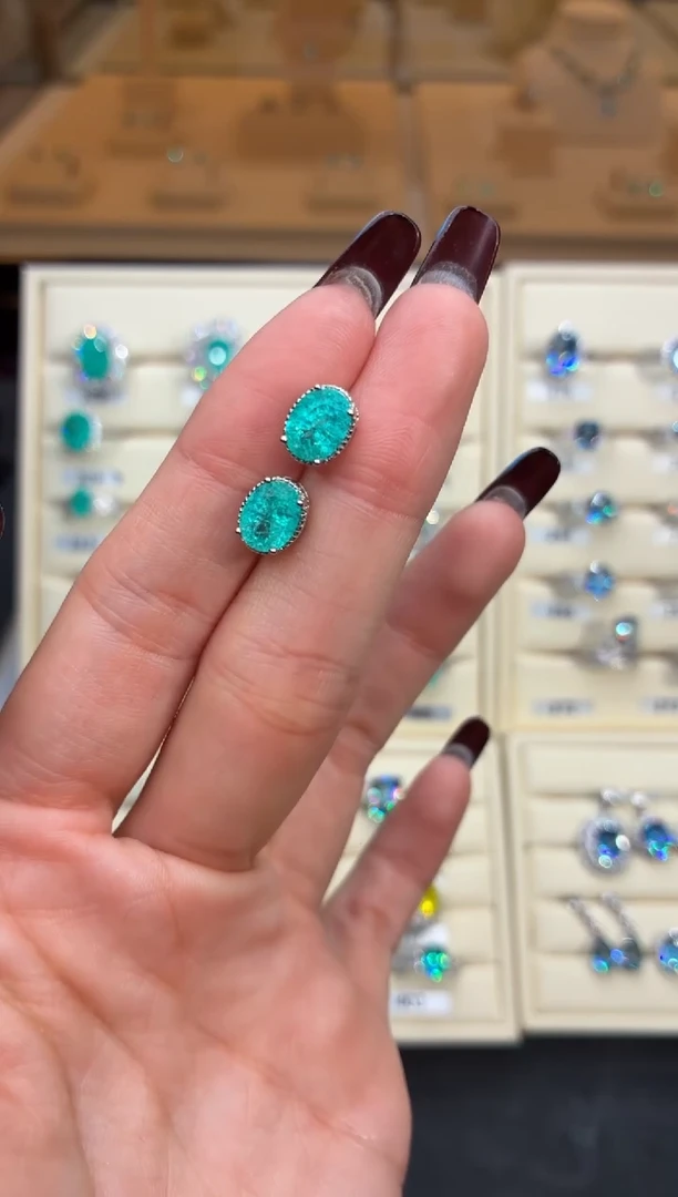 3ct碧玺（处理） 无品牌 925银 轻奢感冰裂霓虹电光蓝系列