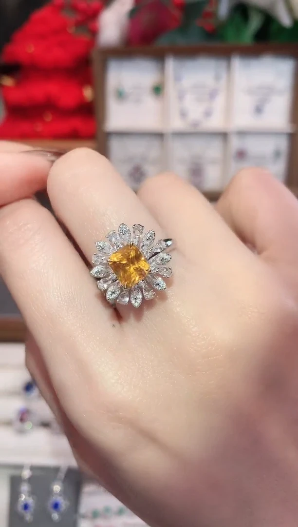 戒指彩色蓝宝石18K金镶嵌1.89ct/天然宝石/七天无理由