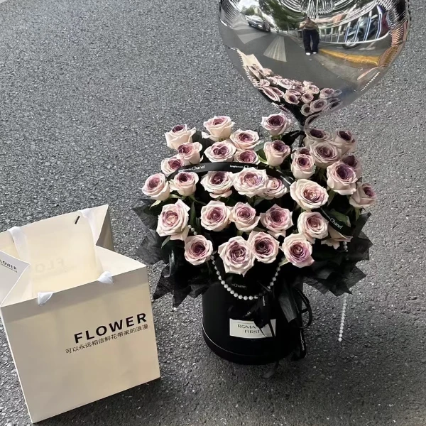 【林下风致】52朵乌梅子酱玫瑰花抱抱桶生日礼物送女友送爱人送闺蜜