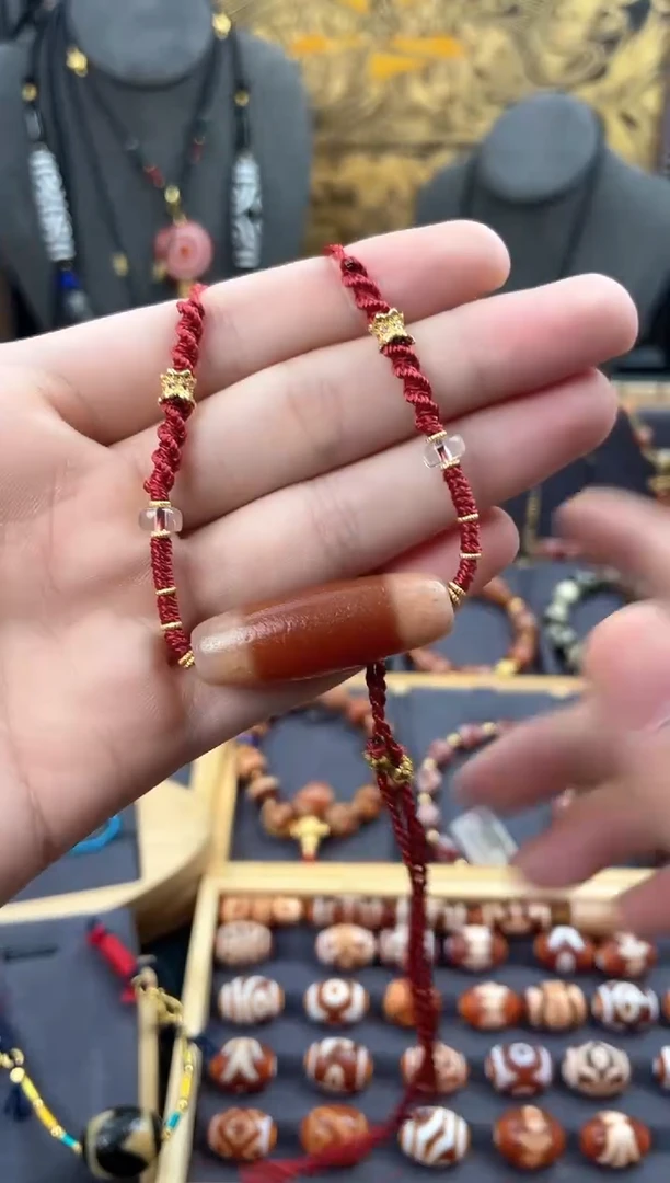 【闪购商品】玛瑙/玉髓颈饰未镶嵌美泓红肉一线锁骨链