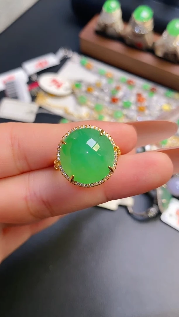 银S925镶嵌戒指翡翠天然