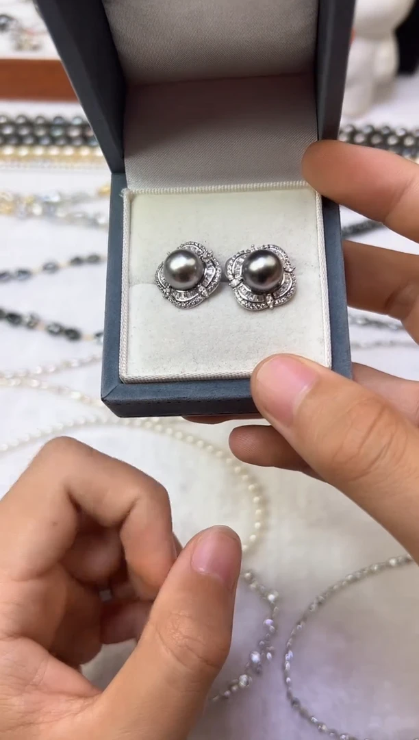 银S925镶嵌耳饰海水珍珠珍珠