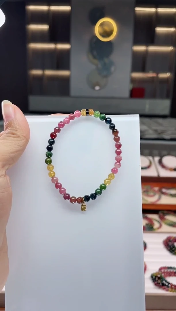 未镶嵌老矿碧玺单圈手串5mm+碧玺（多样性发一条）Q