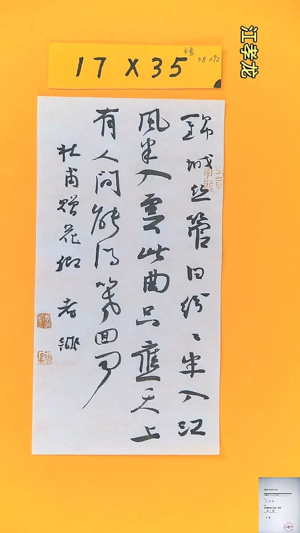 【闪购商品】书法江孝龙书法获奖同款字体责赠花卿17*35