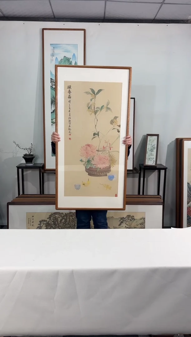 国画手绘*携春图*62*122cm