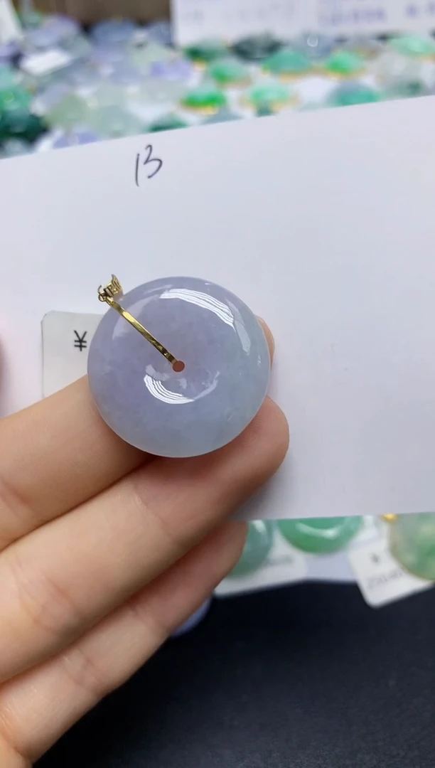 翡翠18K金镶嵌颈饰天然缅甸翡翠A货