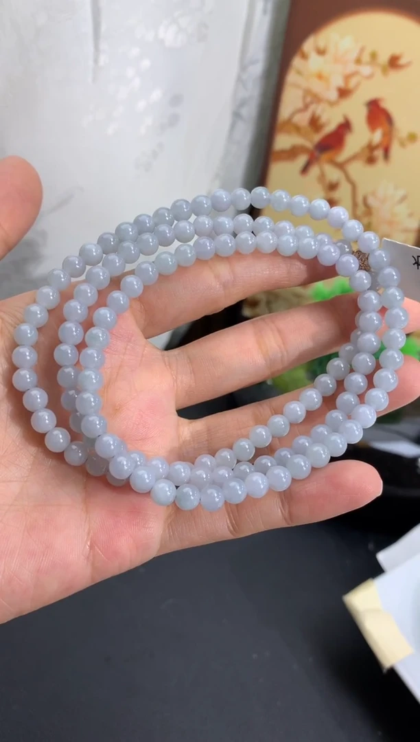 未镶嵌手串翡翠蓝底 卡5.3mm