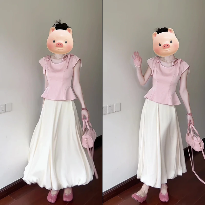 千金公主风法式时尚套装洋气高级感短袖上衣半身裙显瘦气质两件套