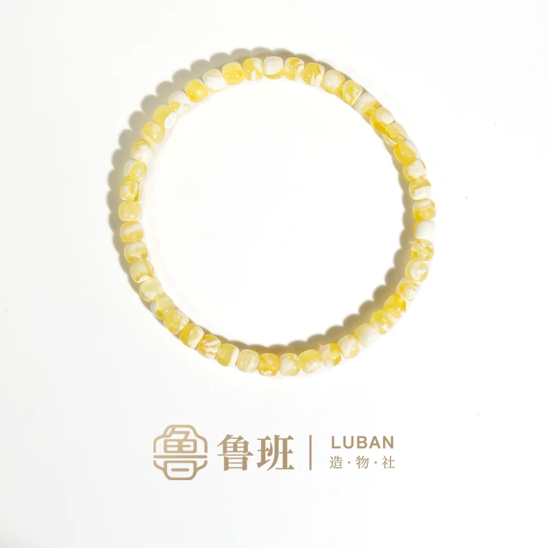 【孤品】5mm精工极限弧天然金瓷白蜜蜡老型手串