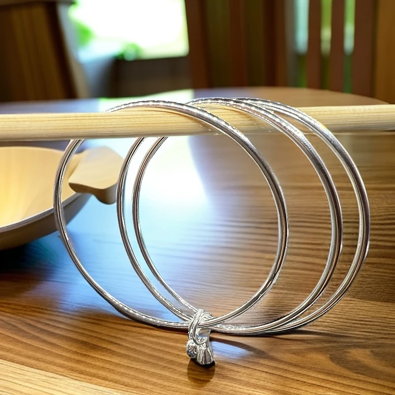 足银手镯 足银999.9三生三世手镯（莲蓬莲子）