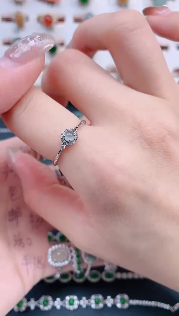 银S925镶嵌戒指翡翠天然翡翠