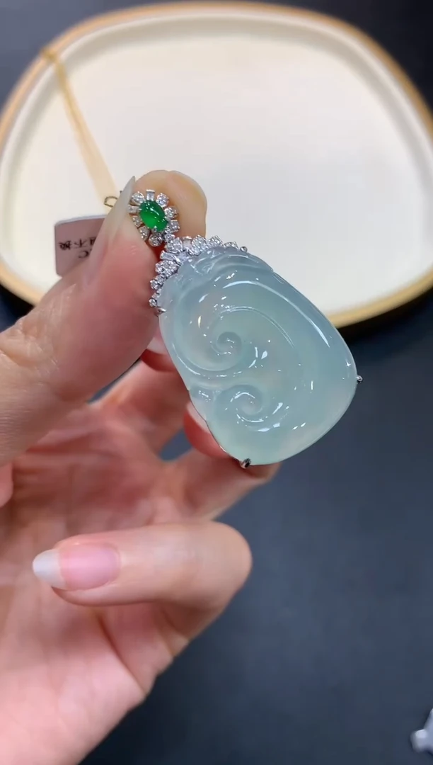 翡翠18K金镶嵌吊坠(不含链)D518|4500