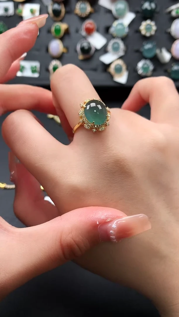 【闪购商品】翡翠戒指银S925镶嵌52141