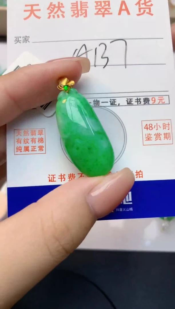 颈饰18K金镶嵌翡翠天然缅甸A货翡翠