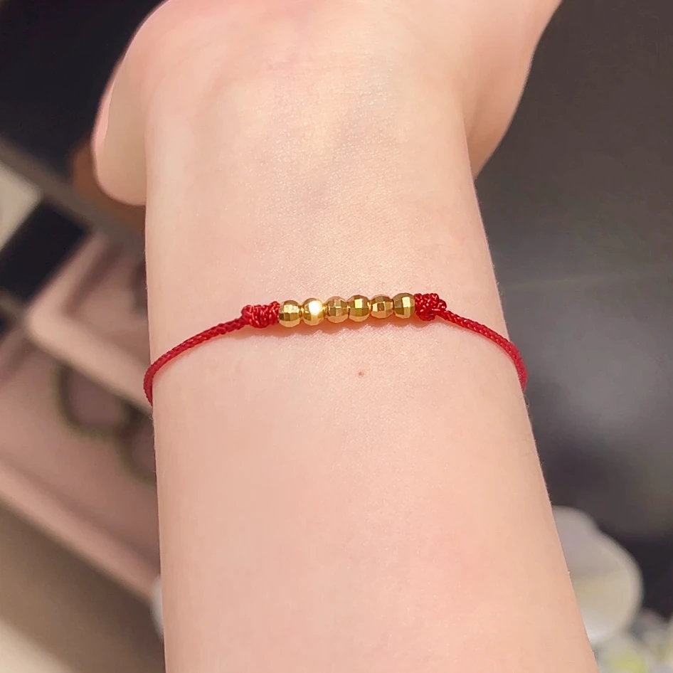 纯铜布艺手链 小金喜极细小红绳小众手工编织红色气质时尚首饰