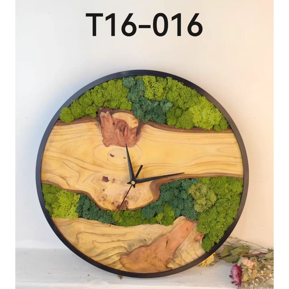 侘寂风格实木年轮风化钟表客厅卧室圆形个性创意酒店民宿适用时钟