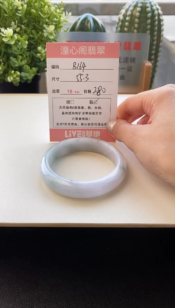 未镶嵌手镯翡翠55.3圈口编码B164