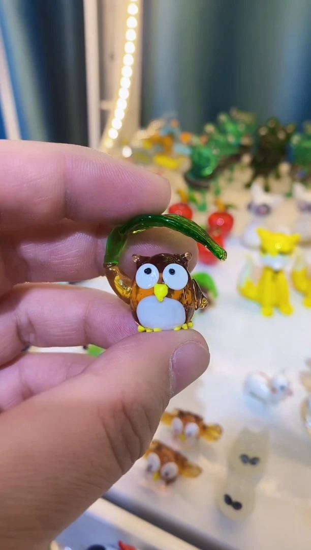 【闪购商品】琉璃手工艺品叶子猫头鹰