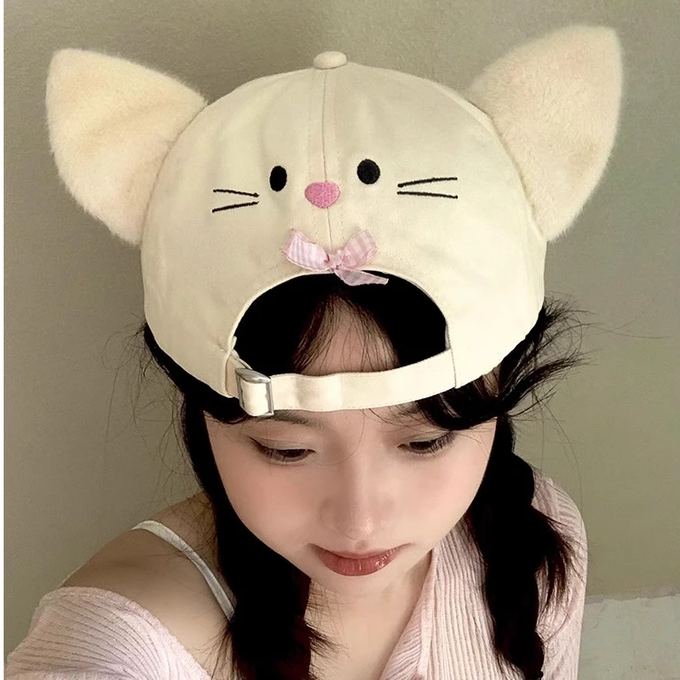可露丝Kelusi猫咪棒球帽女2025新款可爱百搭显脸小遮印花显脸小