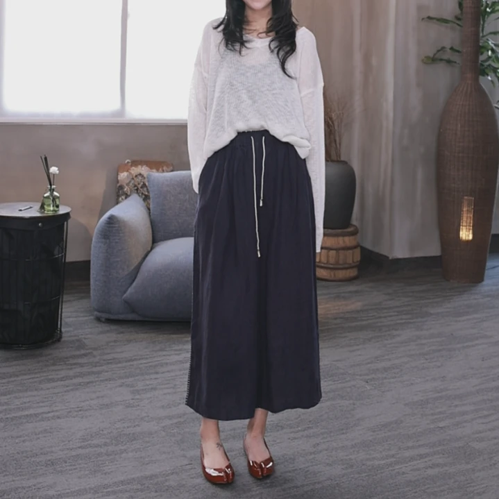 东倪MF 汉麻100手工明线走边宽松百搭极简阔腿8分裤休闲 85B88233