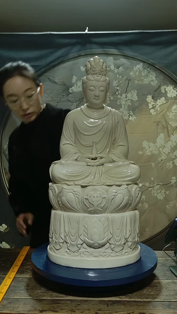 摆件德化瓷观音造像高63公分