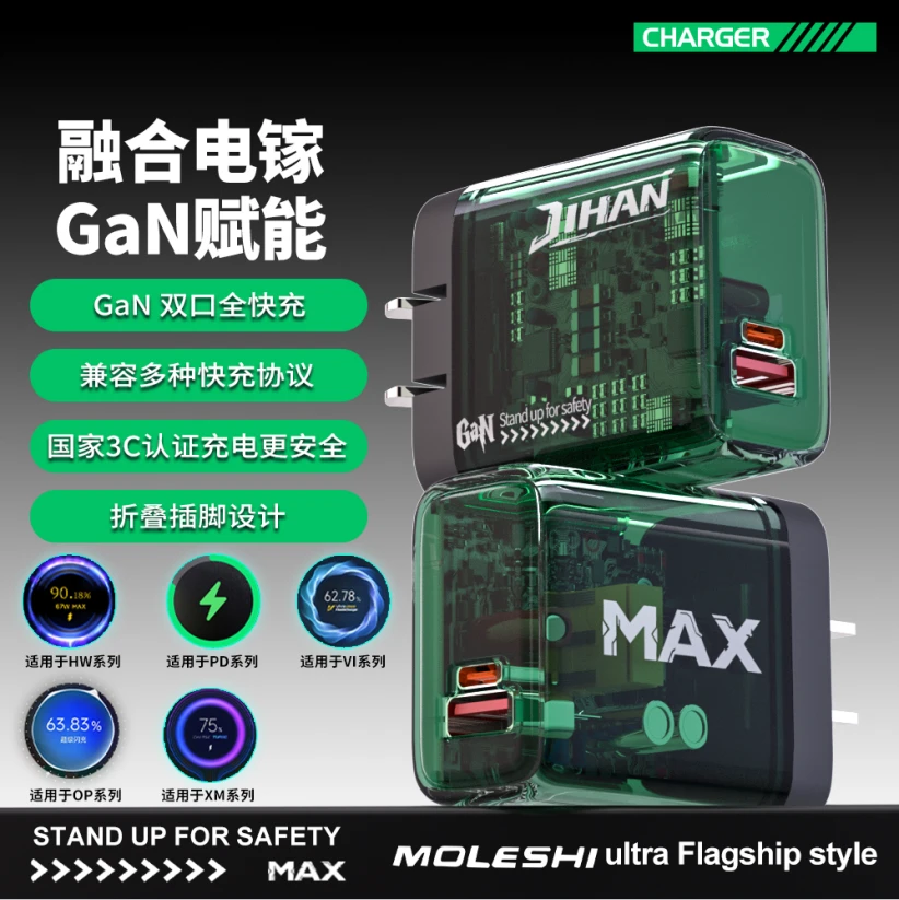 【国家3C认】赋能多协议双口透明充电头2025超级闪充充电器双口